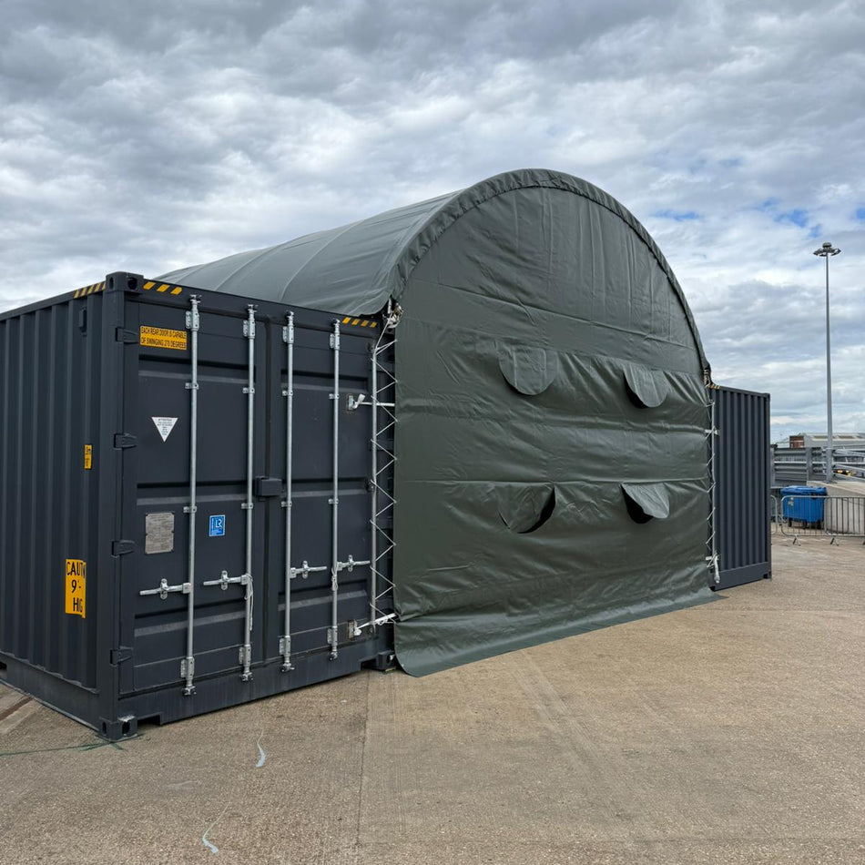 C2020H - 20 x 20 ft Container Shelter with Closed Back Panel
