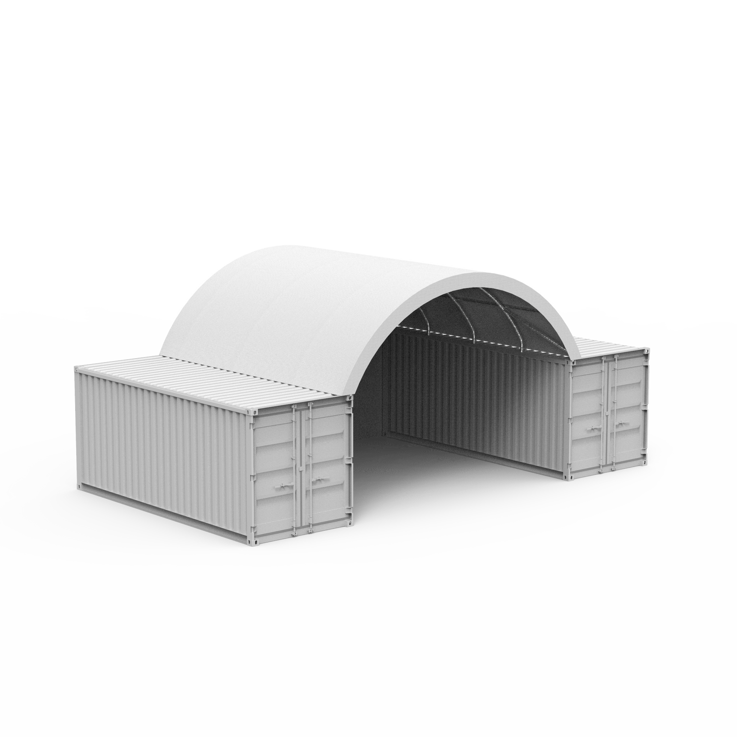 C2020H - 20 x 20 ft Container Shelter with Closed Back Panel